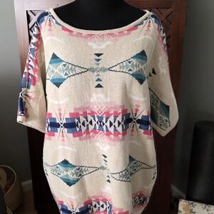 Chaps Multicolor Knit Poncho